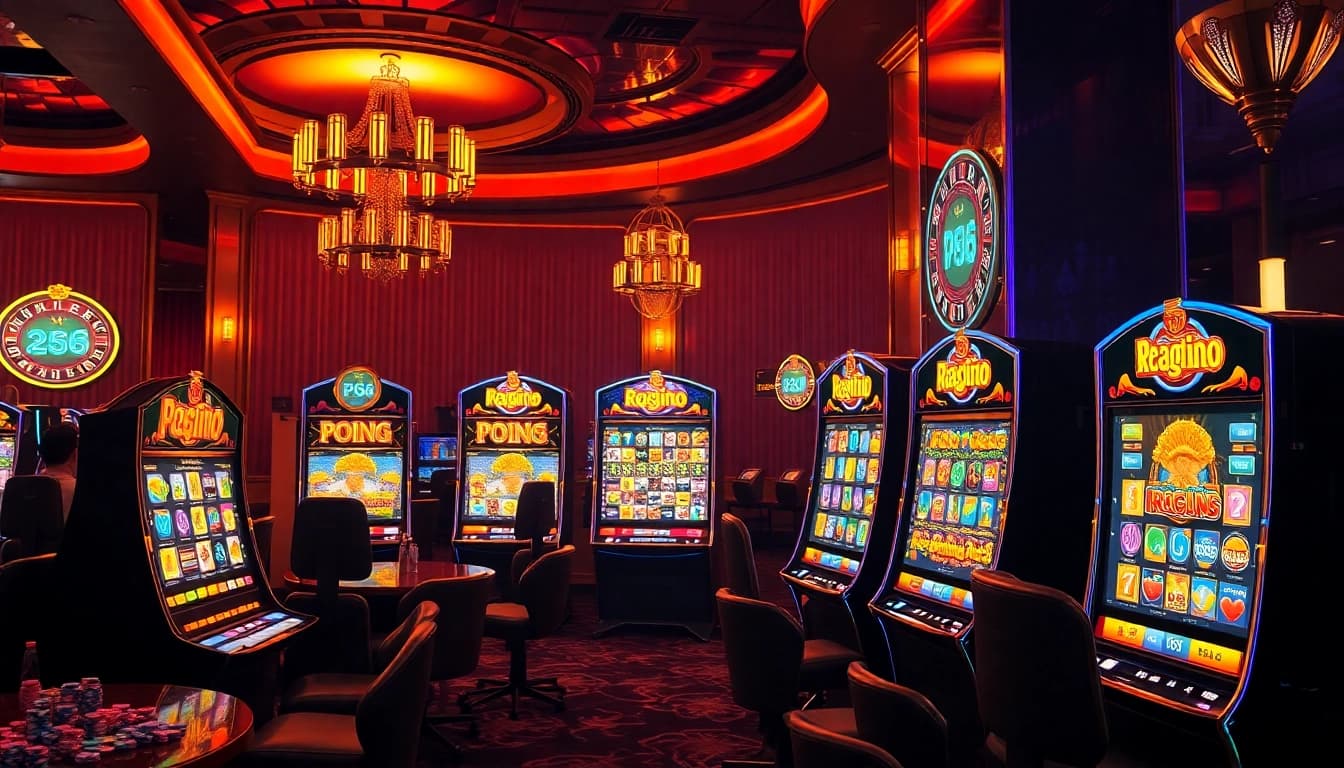 Players enjoying PG slot games at a luxurious casino, showcasing excitement and thrilling moments.