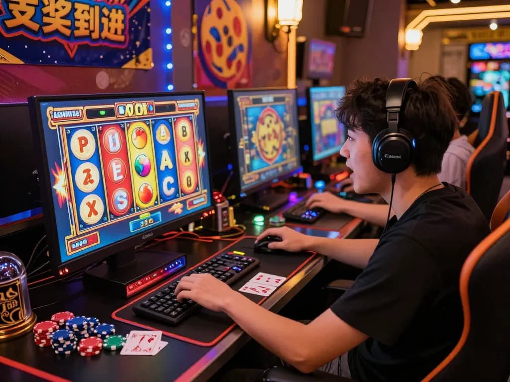 Pemain menikmati pengalaman permainan slot online yang mendebarkan dengan laoban188.
