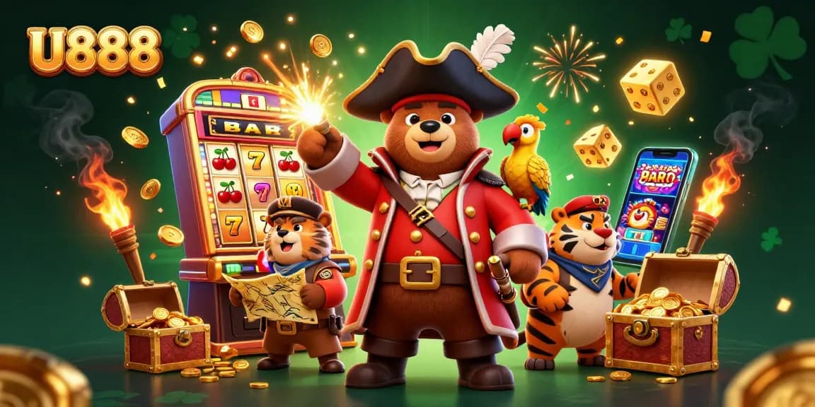 Play slots and win with U888 as a cartoon pirate bear and tiger captain lead the adventure.