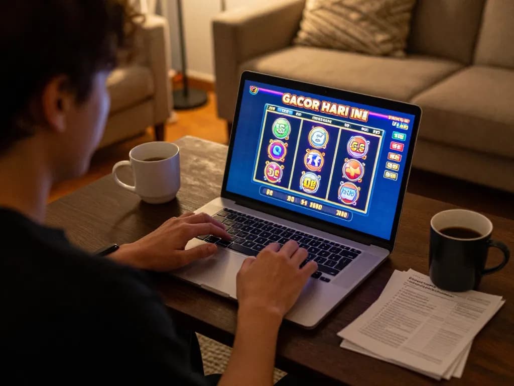 Engage in thrilling slot gacor hari ini gameplay at home with a cozy setting and strategic notes visible