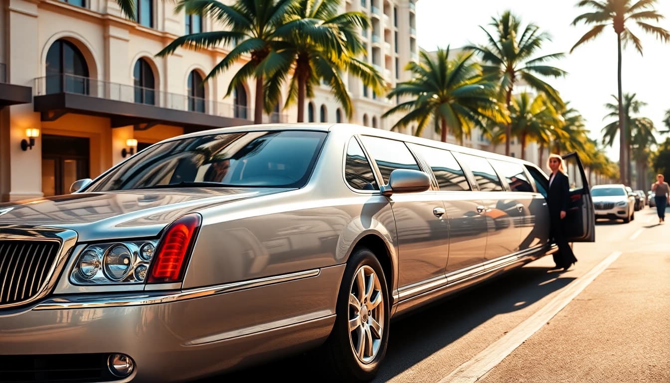 Enhance your journey with a Miami limousine showcasing elegance and luxury.