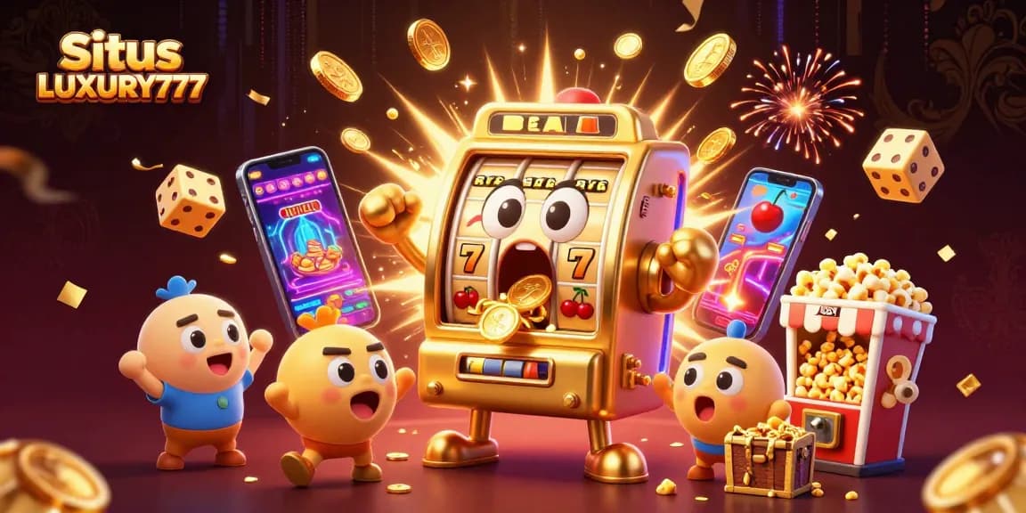 Situs LUXURY777 menampilkan slot emas kartun yang mengejutkan saat mendapatkan jackpot dengan koin melimpah