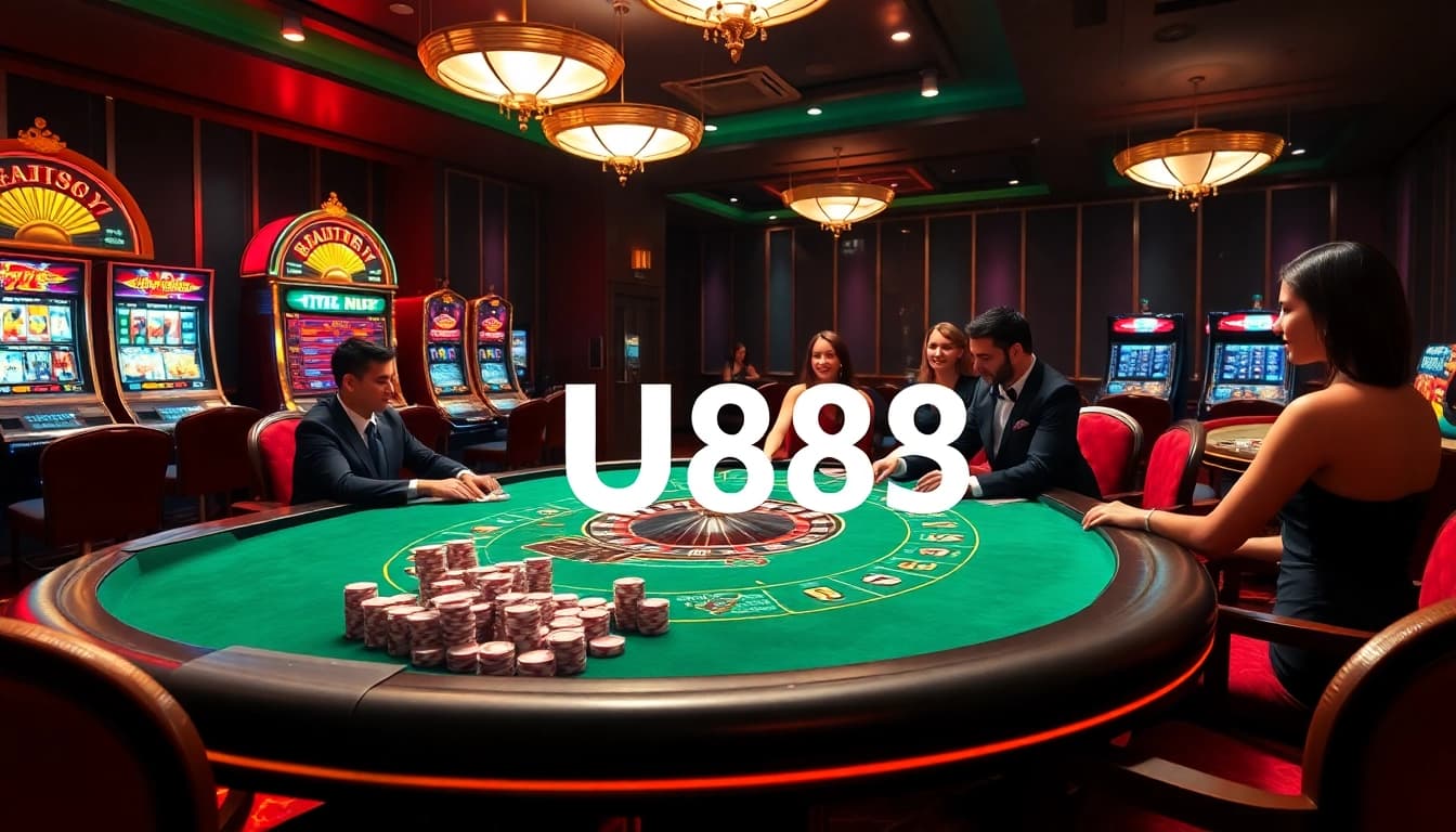 Experience the excitement of U888 with vibrant casino games and players in action.