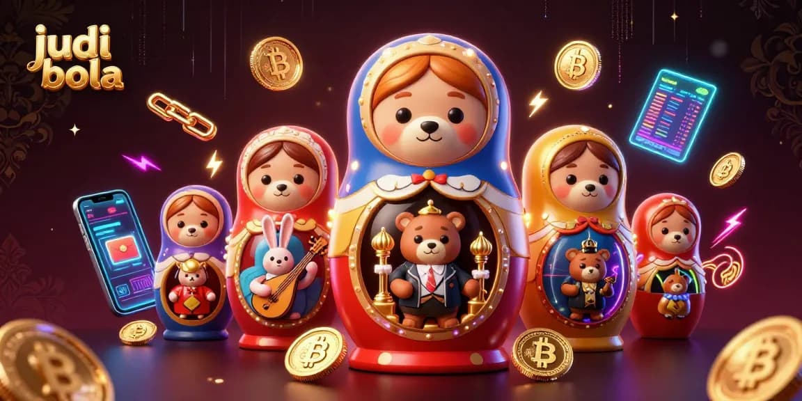Engage in judi bola with a lively scene of cartoon bears and crypto elements at a vibrant casino.