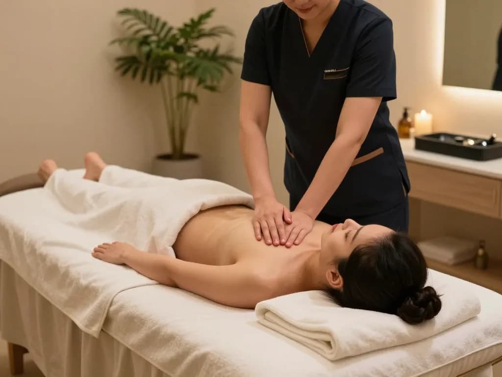 Serene massage therapy room showcasing 서초스웨디시 experience with calming ambiance.