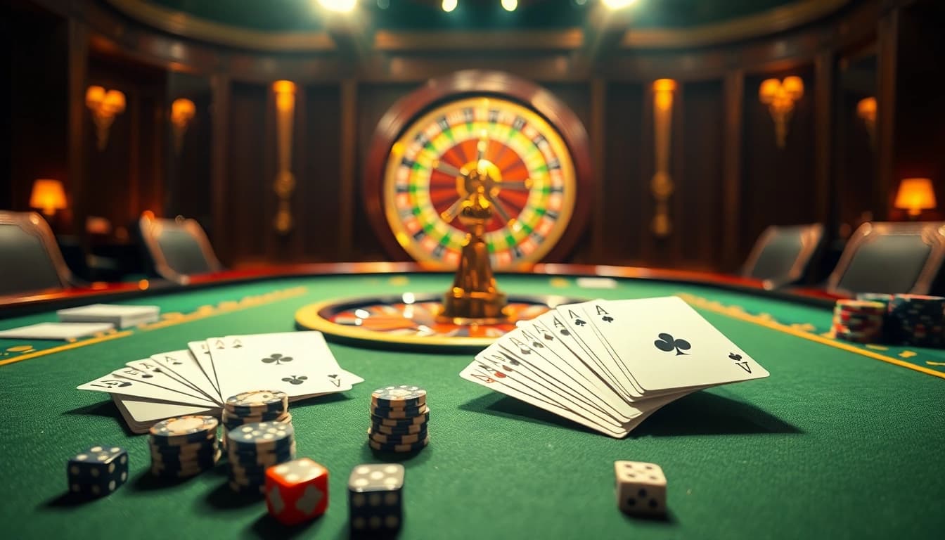 Kết quả bóng đá hôm nay showcased in a luxurious casino atmosphere with high-stakes gaming elements and vibrant colors.