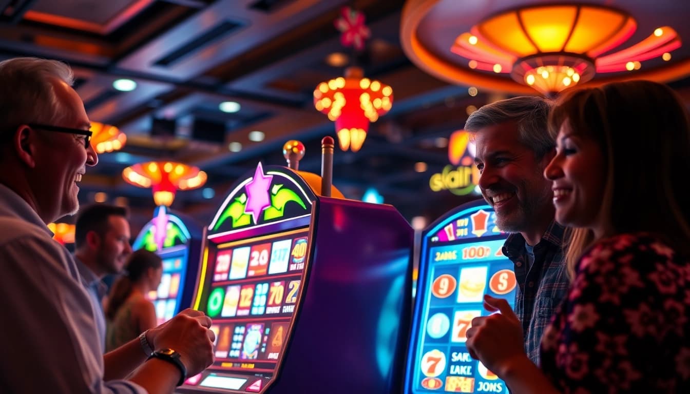 Memenangkan lipat4d slot dengan pemain bersemangat di kasino.