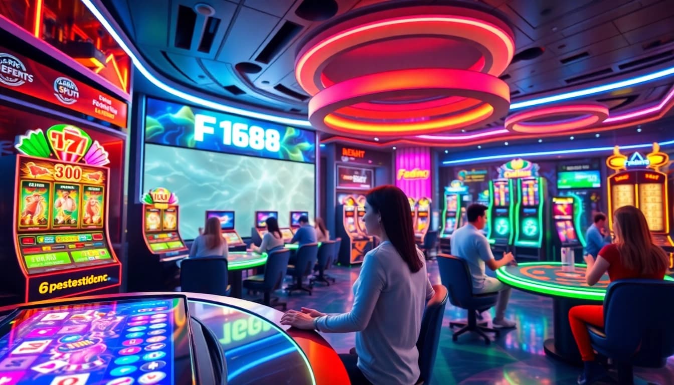 F168: Engaging online casino experience showcasing various games and players immersed in a vibrant environment.