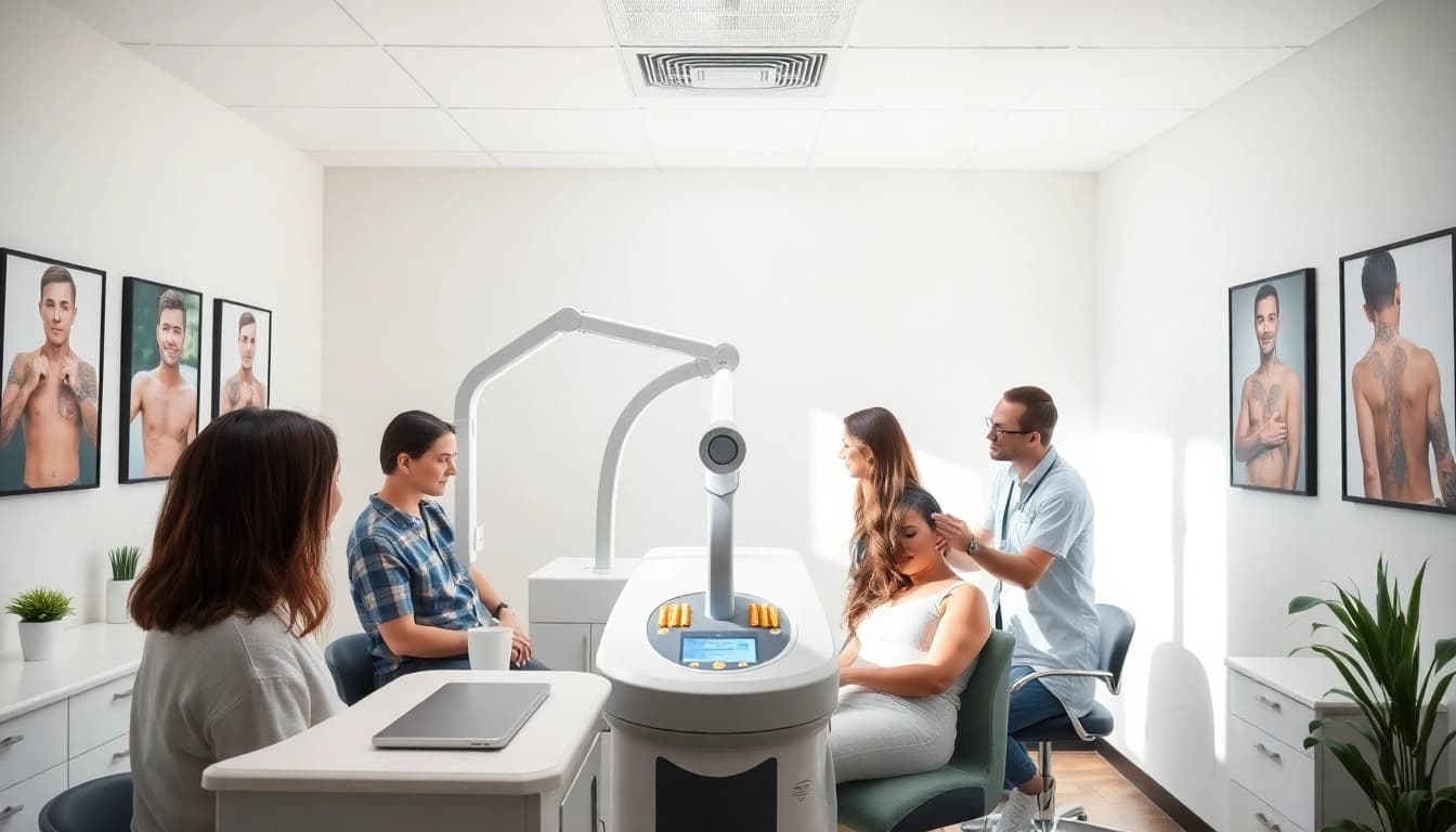 How much does laser tattoo removal cost is highlighted in a professional clinic setting showcasing advanced technology and diverse clients.