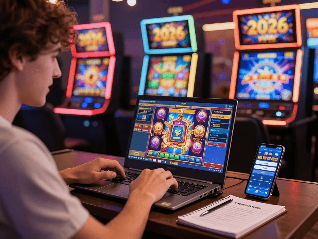 Slot 2026 - Pemain antusias menikmati permainan slot online dengan strategi dan promosi menarik.