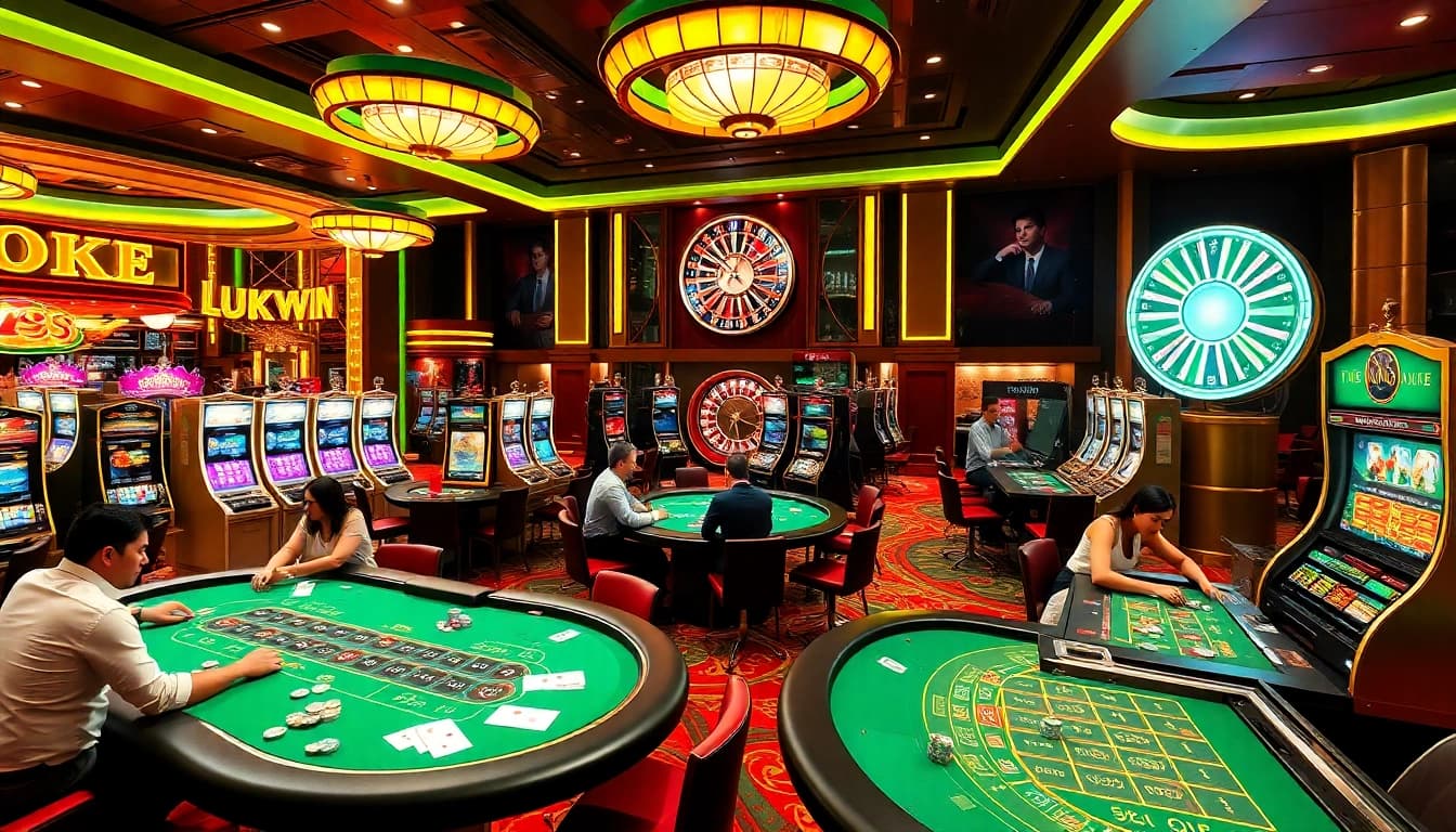 Experience the excitement at Luckywin with vibrant casino tables and thrilling games.