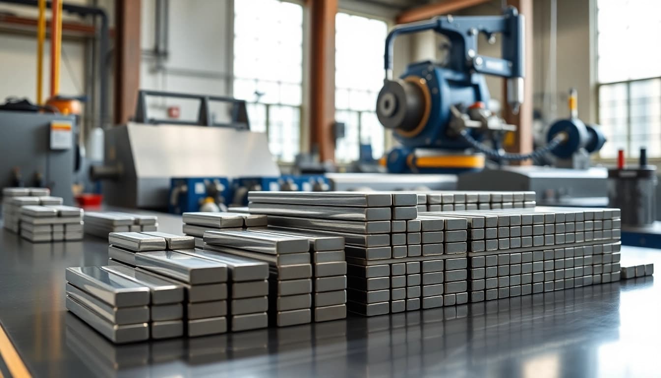 Alnico magnets manufacturer in china showcasing high-quality Alnico magnets on a modern workbench.