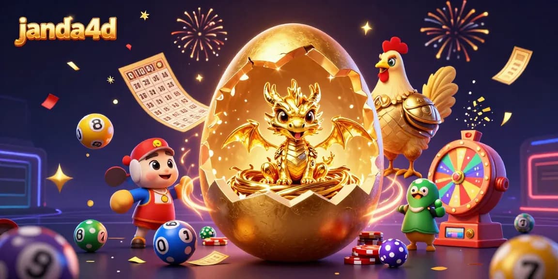 Janda4d menampilkan naga bayi emas yang megah di atas tumpukan chip poker mengundang keberuntungan