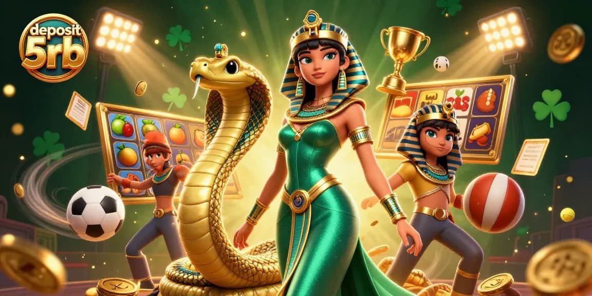 Engage in thrilling gameplay with deposit 5rb at vibrant slot games featuring dynamic elements and golden trophies.