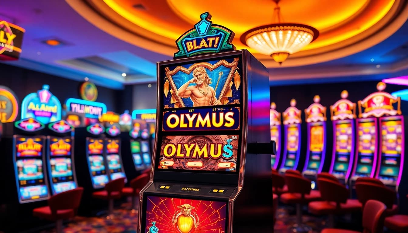 Slot demo olympus pada mesin kasino dengan desain mitologi Yunani yang menarik.