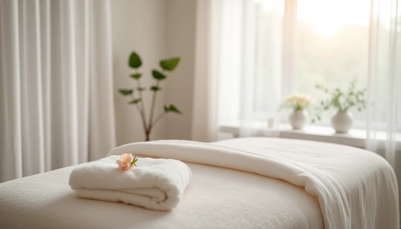 Relaxing environment at a Facial spa in Forest Hills Queens showcasing a serene treatment room and decor.