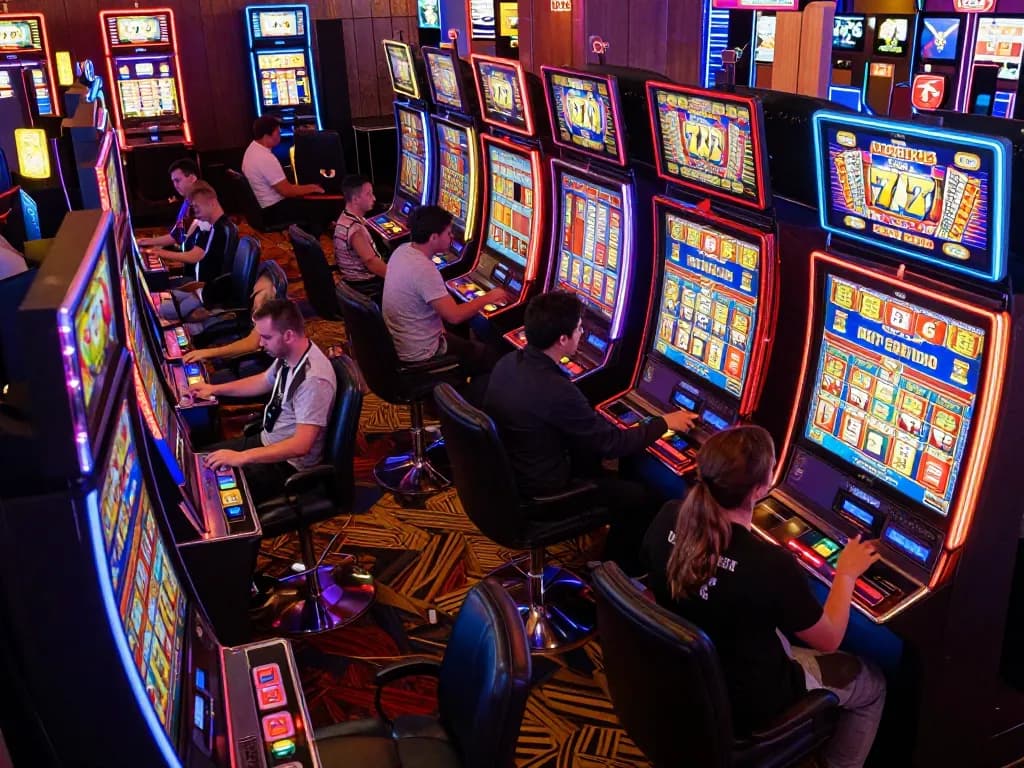 Players enjoy slot machines with vibrant visuals for exciting slot77 gaming experience