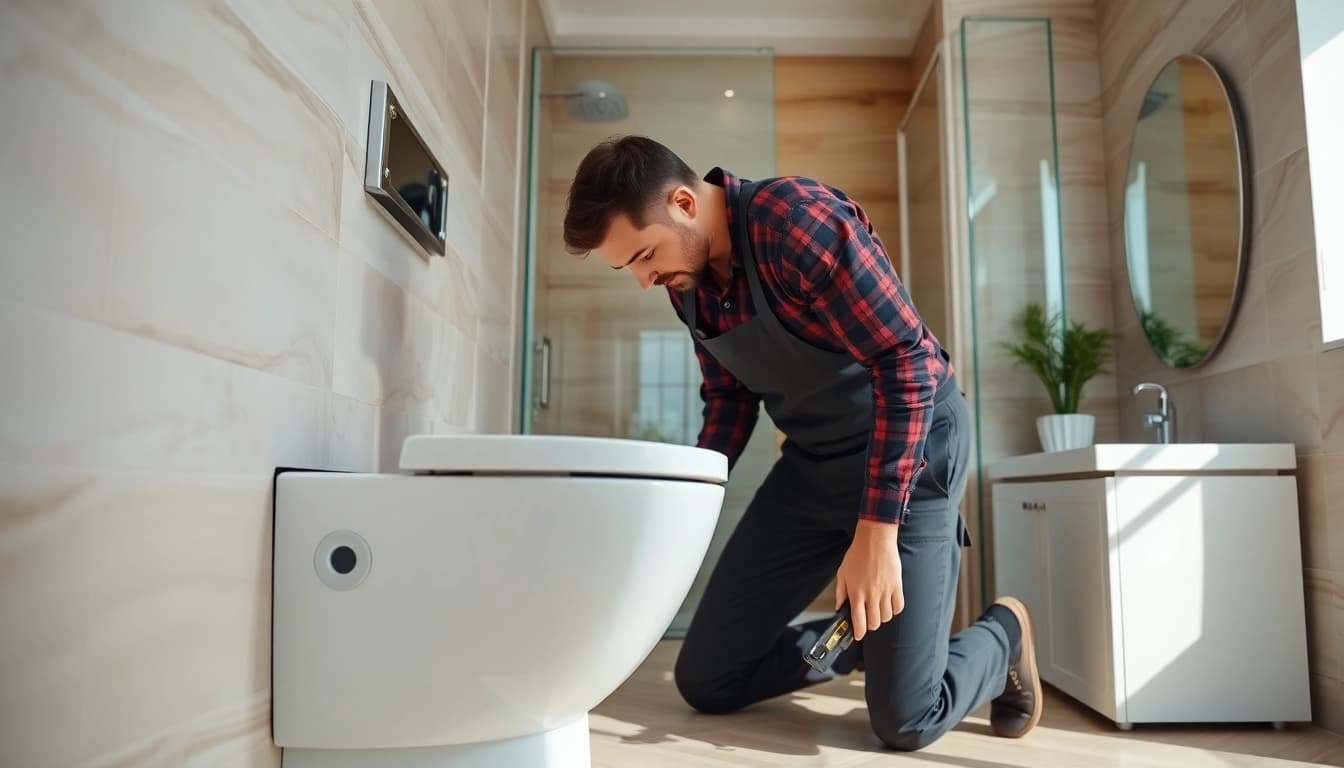 Installation von Sanitäranlagen durch sonni sanitär GmbH in einem modernen Badezimmerumfeld.