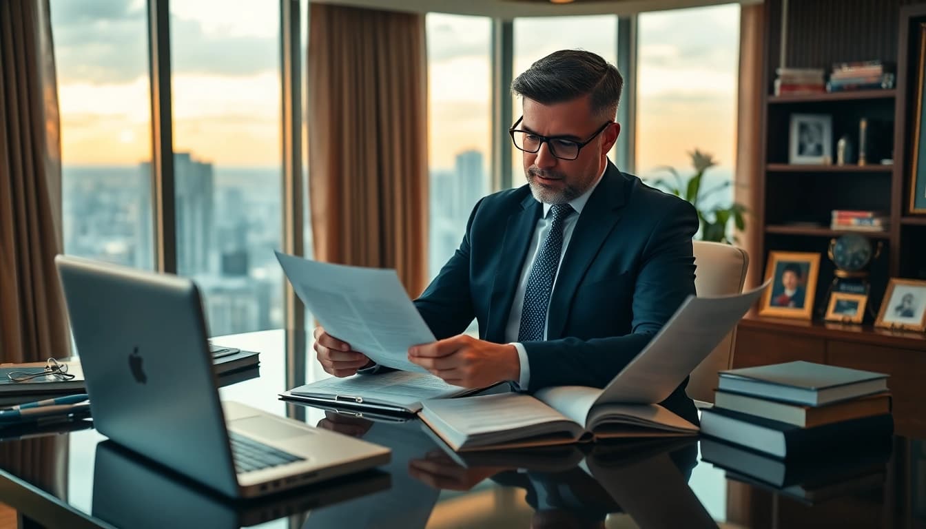 Consultation with a Miami high net worth divorce lawyer in a luxurious office.