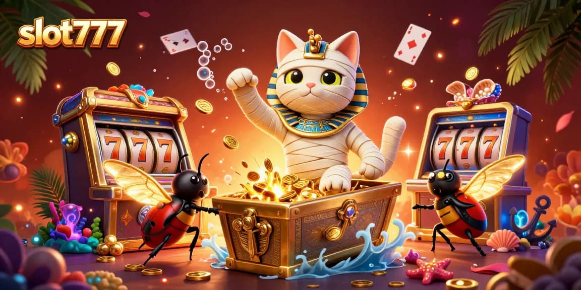 Mainkan slot777 dengan mumi kucing memukau dalam kasino yang berkilau dan mesin slot menggiurkan.