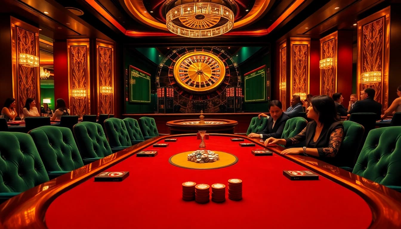 Intense poker play at Jun 88 casino with luxurious ambiance and stylish decor.