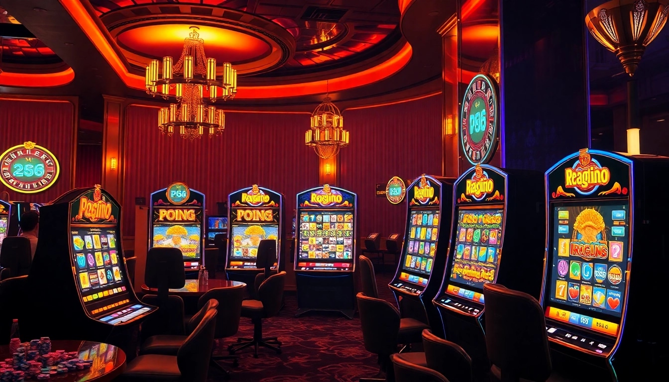Players enjoying PG slot games at a luxurious casino, showcasing excitement and thrilling moments.