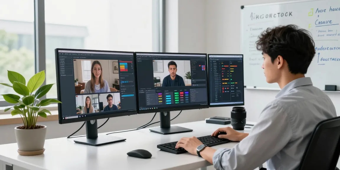 AI image detector in action as a data analyst reviews flagged content, showcasing advanced moderation technology.
