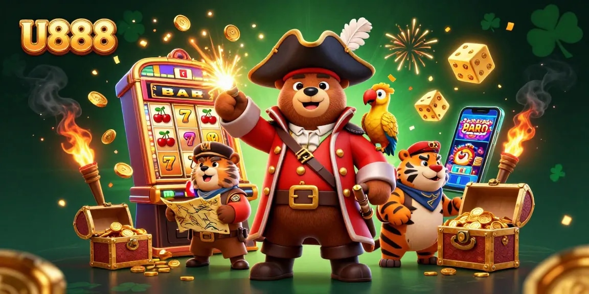 Play slots and win with U888 as a cartoon pirate bear and tiger captain lead the adventure.