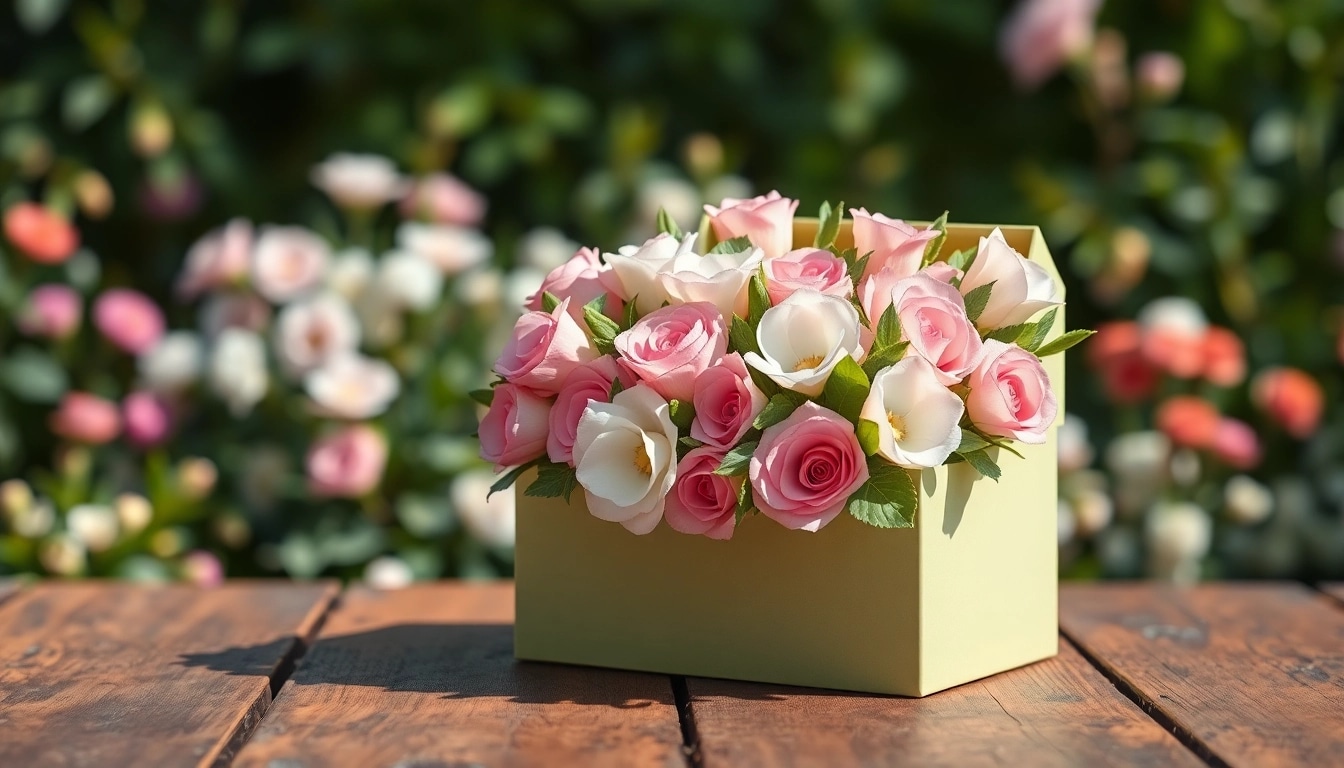 Beautiful letterbox flowers arranged in a charming box, showcasing vibrant colors and lush textures.