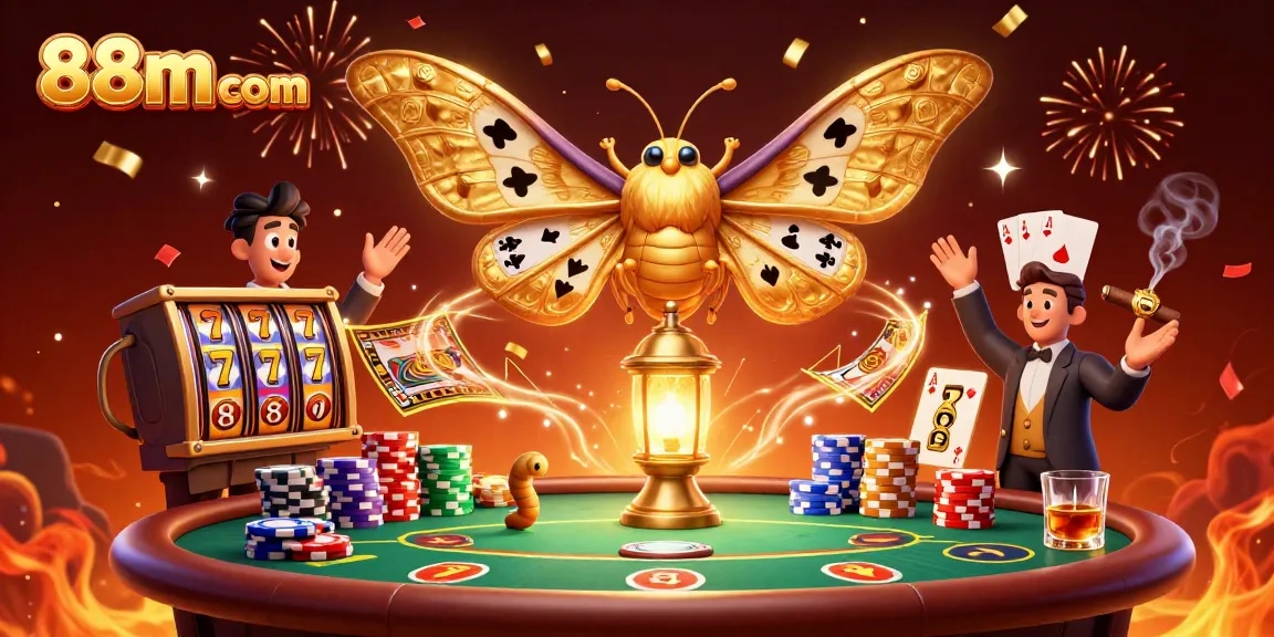 Engage with thrilling gameplay at 88m com featuring vibrant casino scenes and golden slot elements.