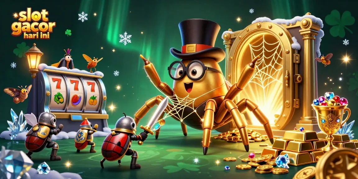 Engage in exciting gameplay with slot gacor hari ini as golden tarantula and knight explore treasures.