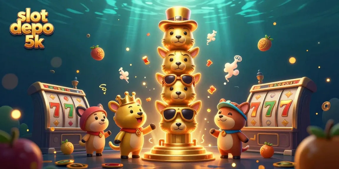 Engage in thrilling slots action at slot depo 5k with vibrant characters and casino elements.