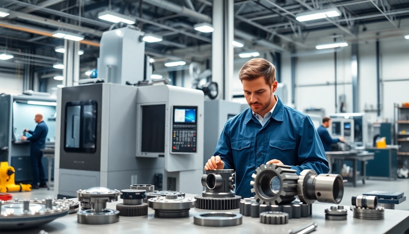 Custom part manufacturer showcasing precision engineering in a dynamic workshop environment.