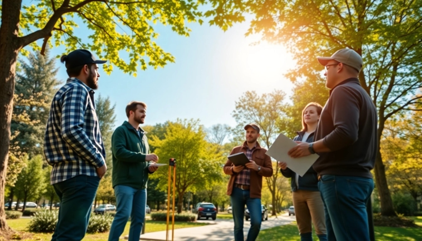 Tree Consultancy experts evaluating trees in an urban park setting.