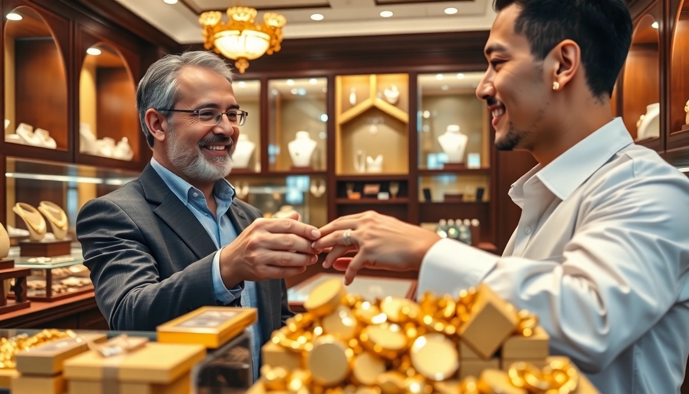 Goldankauf Hannover in a jewelry store with an expert assisting a customer.