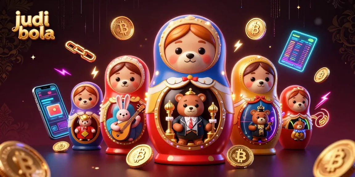 Engage in judi bola with a lively scene of cartoon bears and crypto elements at a vibrant casino.