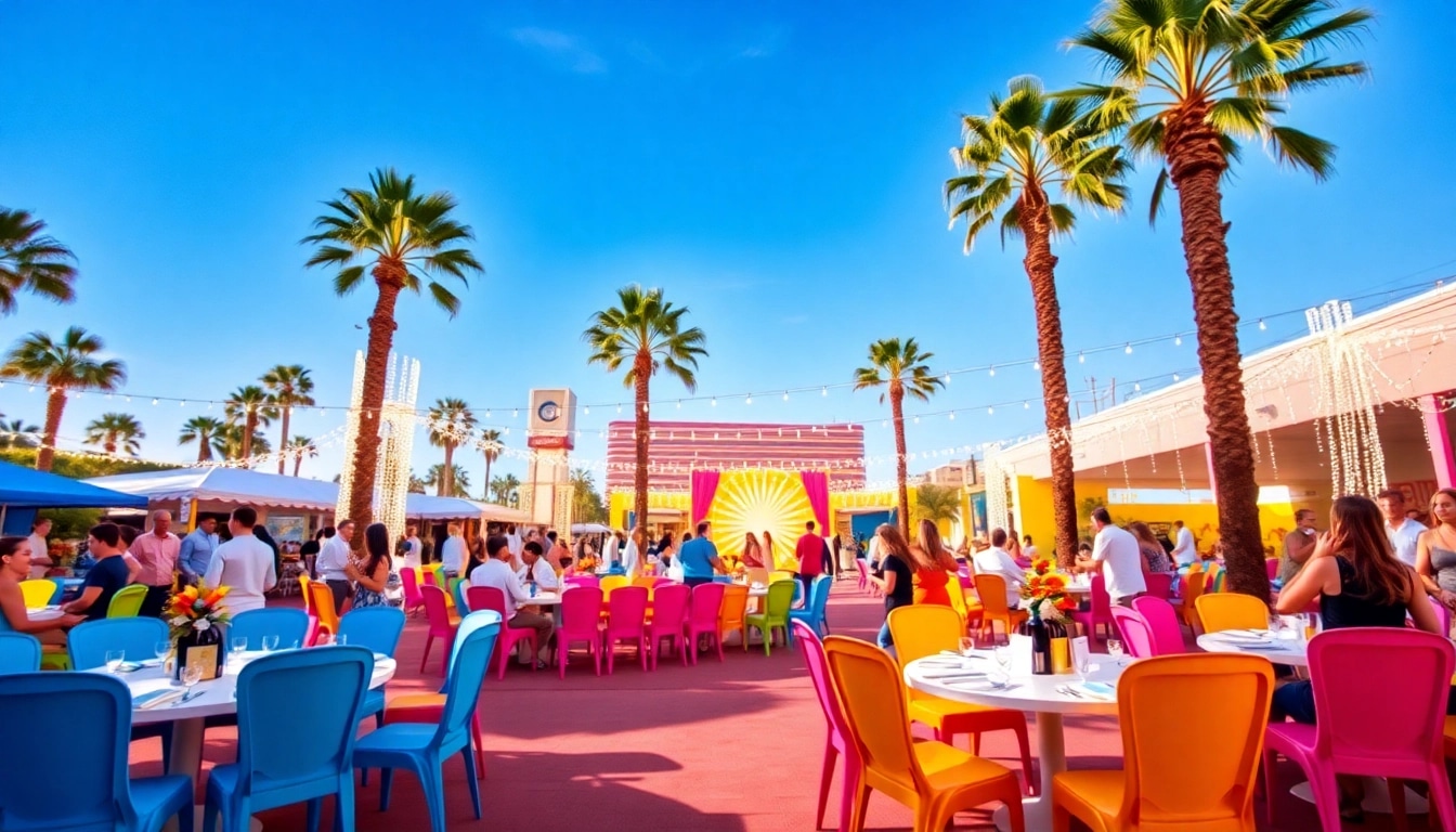 Enjoy vibrant setups for Party Rentals Las Vegas with colorful decorations and happy guests.