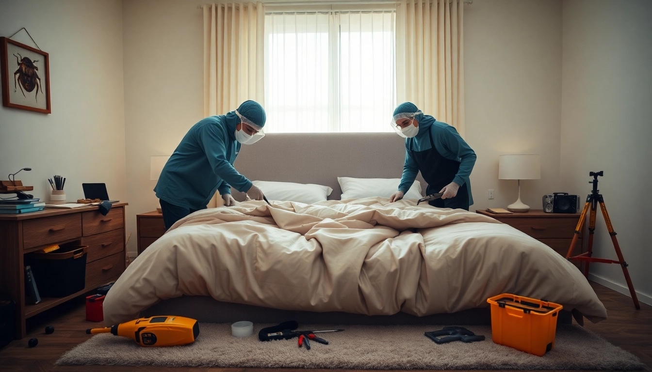 Skilled bed bug exterminators in action, demonstrating effective techniques for pest control.