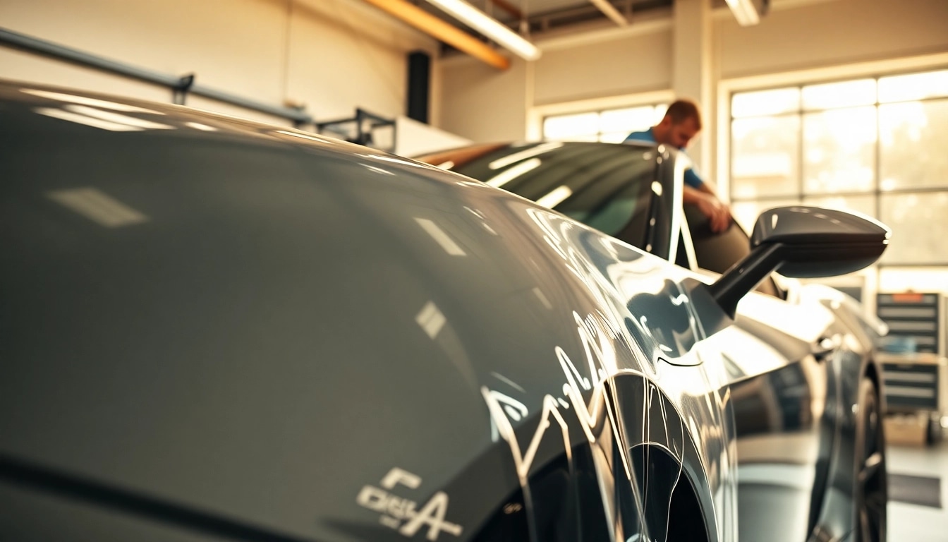Expert PPF installer in Fort Worth and surrounding areas applying protective film to a luxury car.