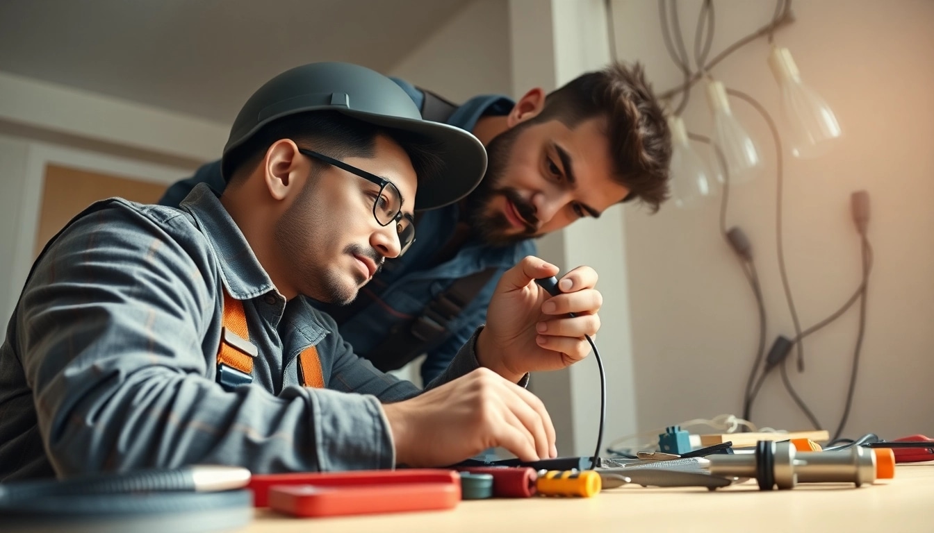 Electrician lower north shore performing electrical work in a residential setting with organized tools.