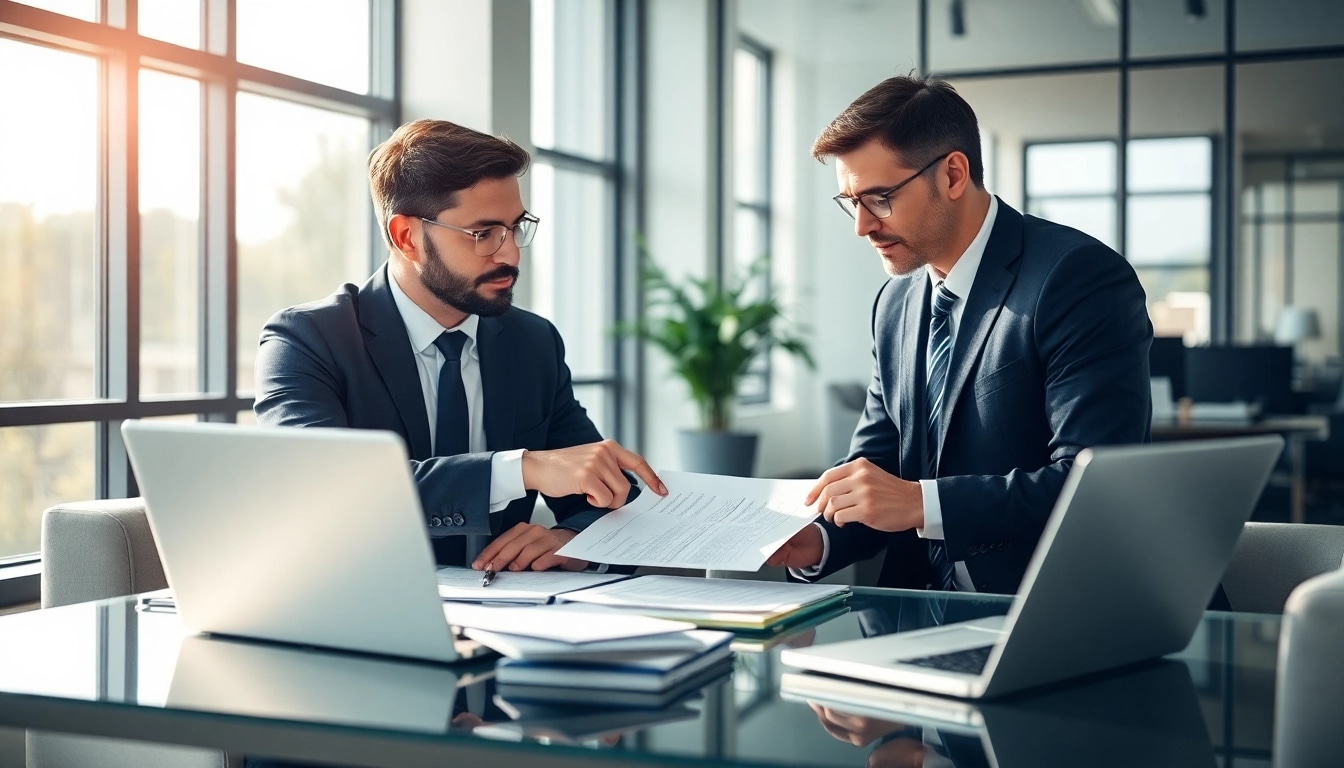Consultation scene featuring a Stockton Accident Lawyer offering legal advice to a client.
