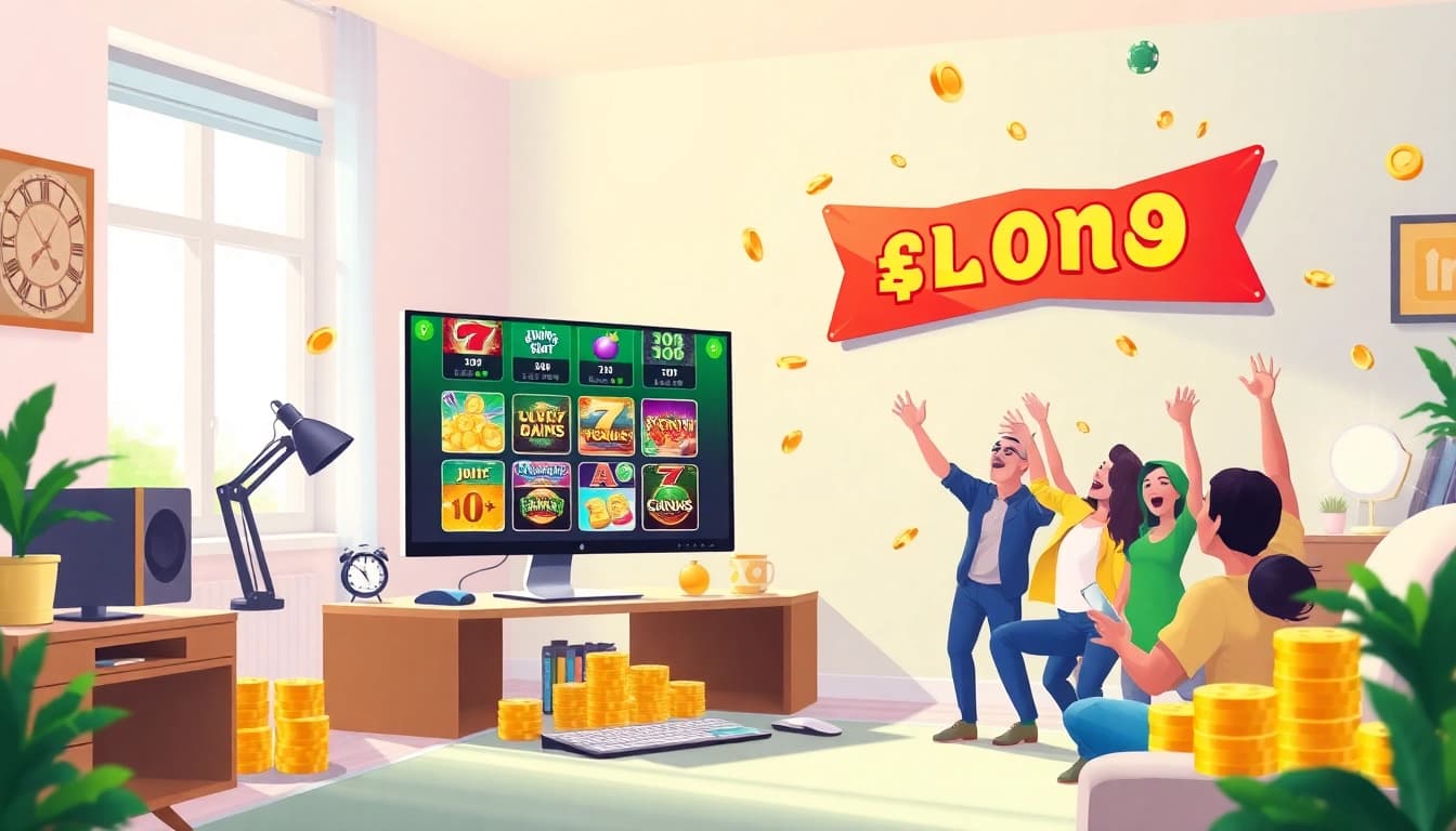 A vibrant illustration of aman788, showcasing an engaging online slot gaming experience with colorful games and celebrating players.