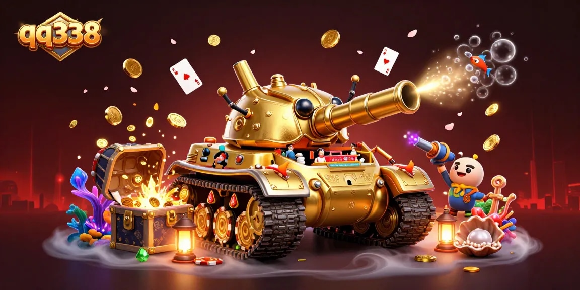 Experience the thrill of qq338 in an explosive casino scene featuring gold coins and vibrant gaming elements.