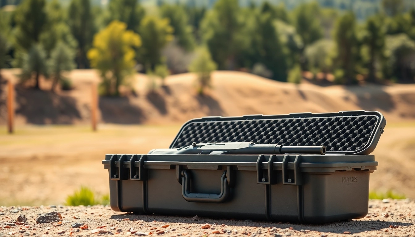 Showcase of a pelican rifle case in use, demonstrating its robust design and functionality for outdoor shooting enthusiasts.