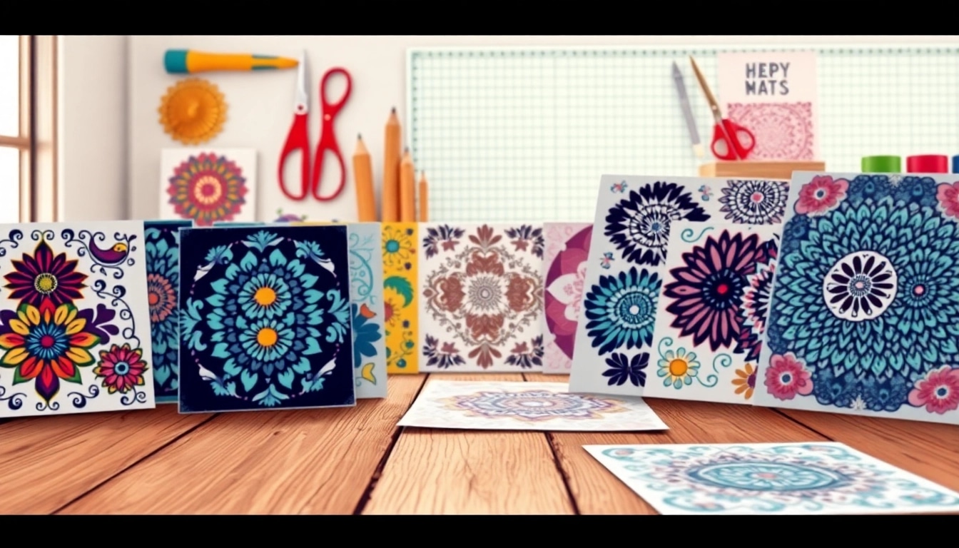 Showcasing creative projects with free svg designs on a crafting table