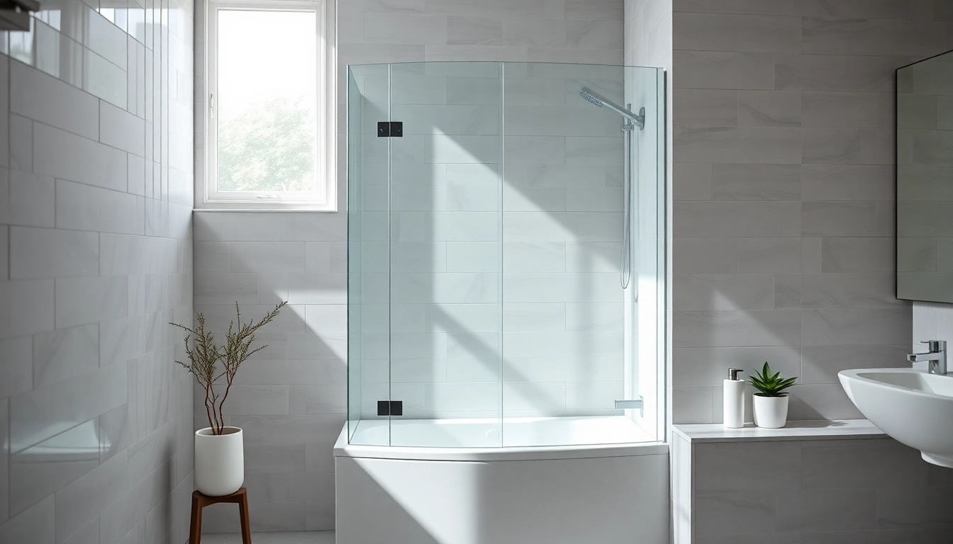 Élévation d'une paroi de douche contemporaine avec finition en verre moderne.