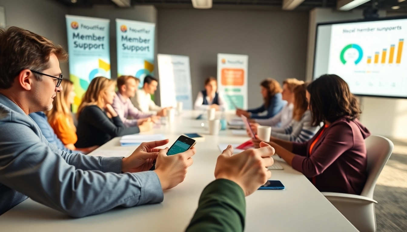 Enhance your member management by visualizing a professional conference with engaged discussions and supportive data.
