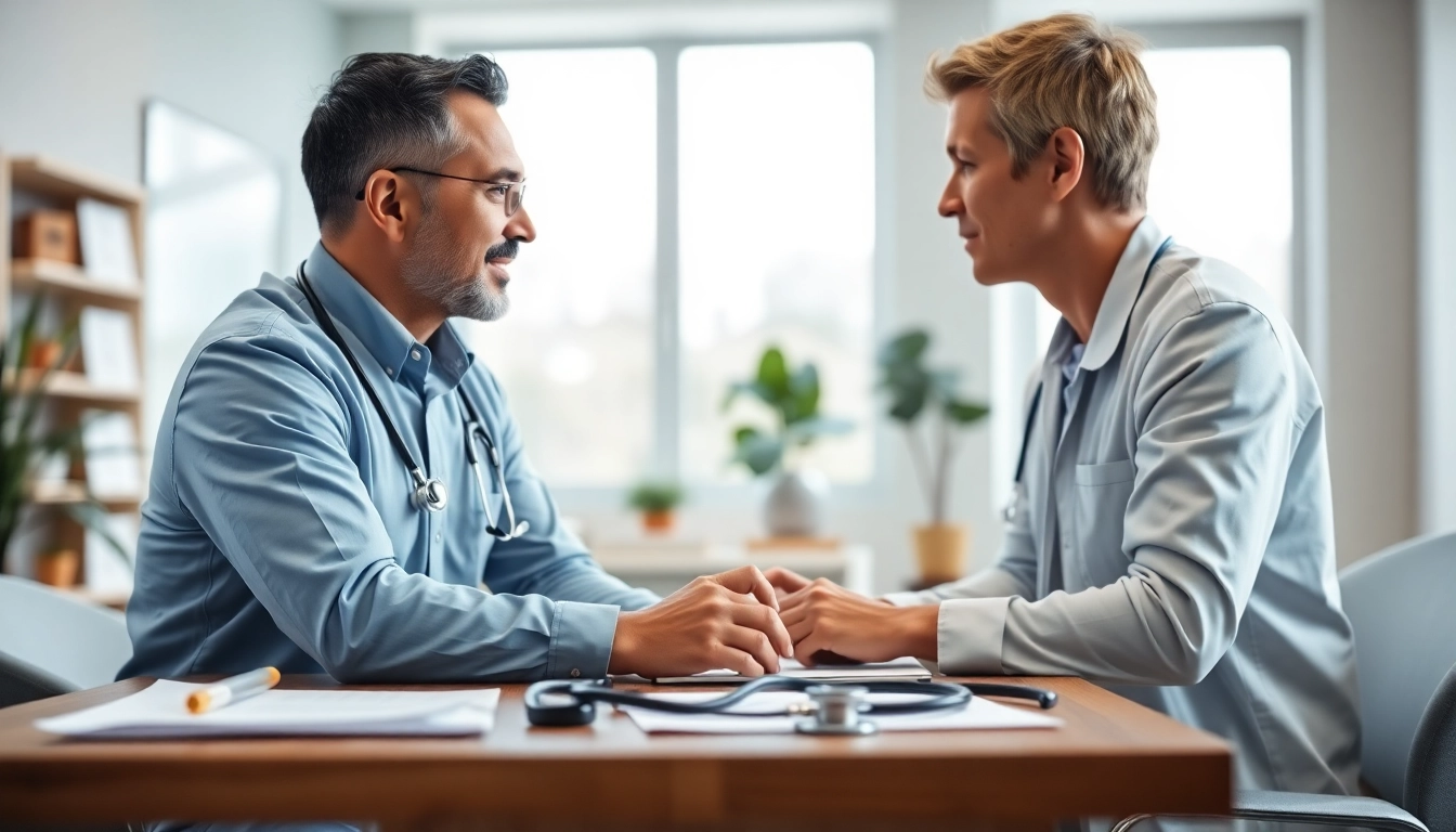 Consultation with a private gp in a welcoming healthcare environment, fostering trust and care.