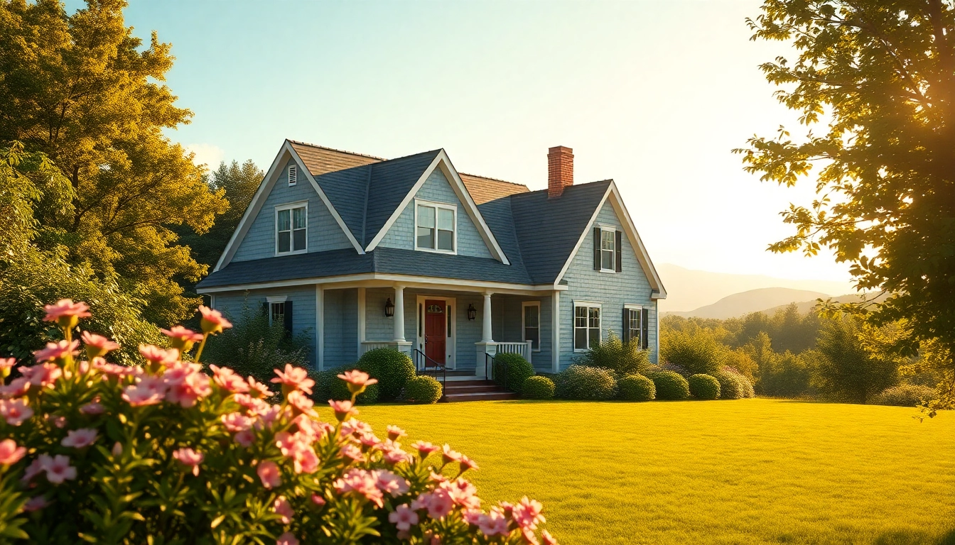 Elegant cape cod home nestled in a picturesque landscape surrounded by vibrant gardens.