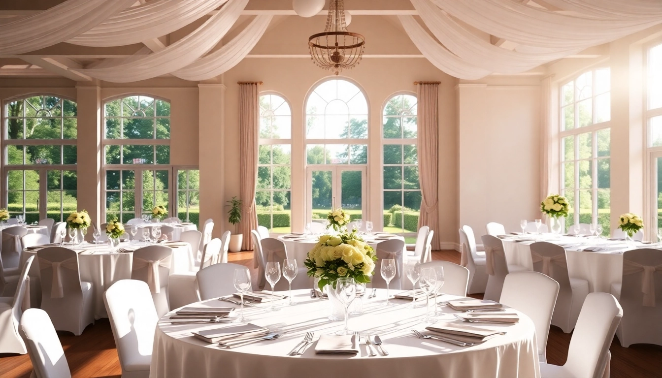 Stowe Venue Hire event space with elegant decor, bright ambiance, and serene garden views.